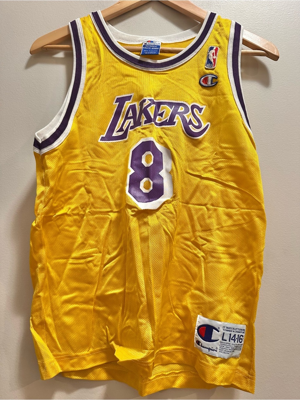 Vintage 90s Champion NBA LA Lakers Kobe Bryant #8 Jersey Youth L 14-16